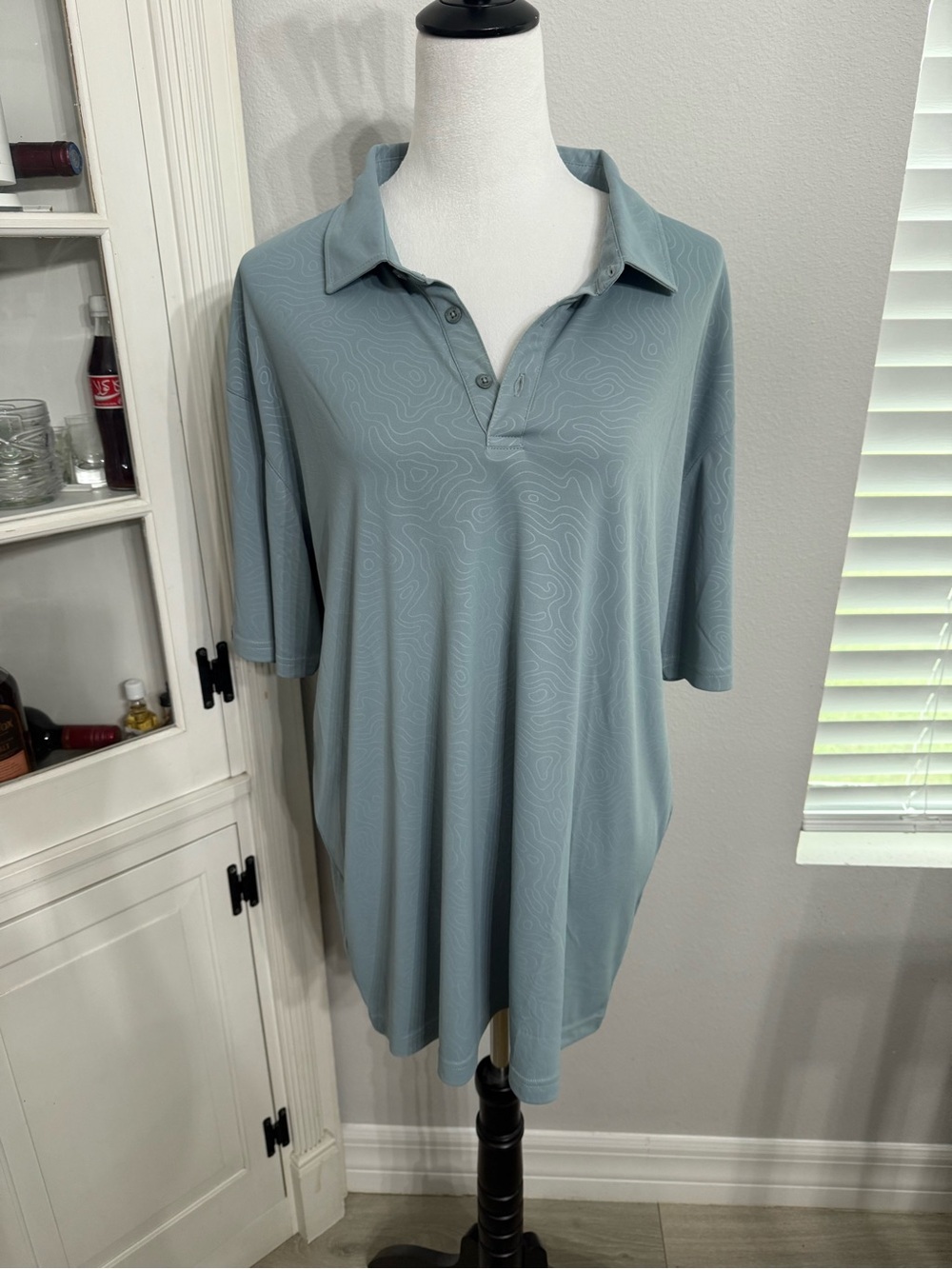 Swannies Golf Light Sage Polo Top with Subtle Contour Print